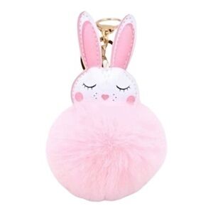 3/$10 BUNNY POM POM KEYCHAIN IN PINK - ONE FOR $5 OR BUNDLE THREE FOR $10